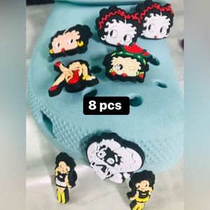 8Pcs BettyBoopShoe DecorationAccessory For AlligatorJibbtz Bubble SlipperSandals